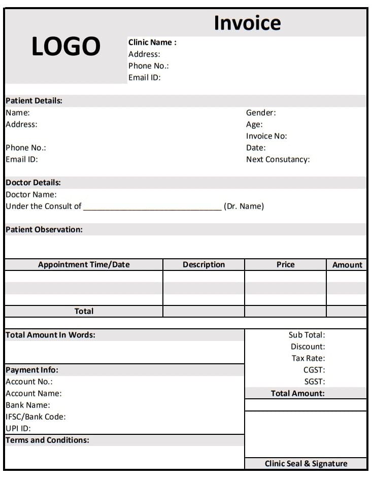 Sample of Dental Bill Format