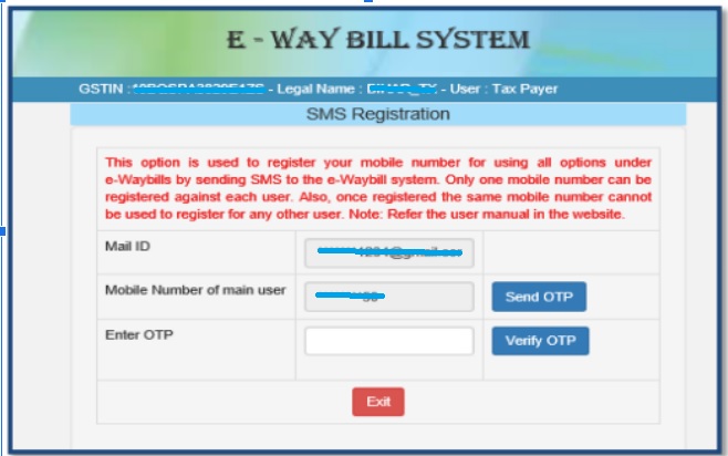 E-way Bill Through SMS step1