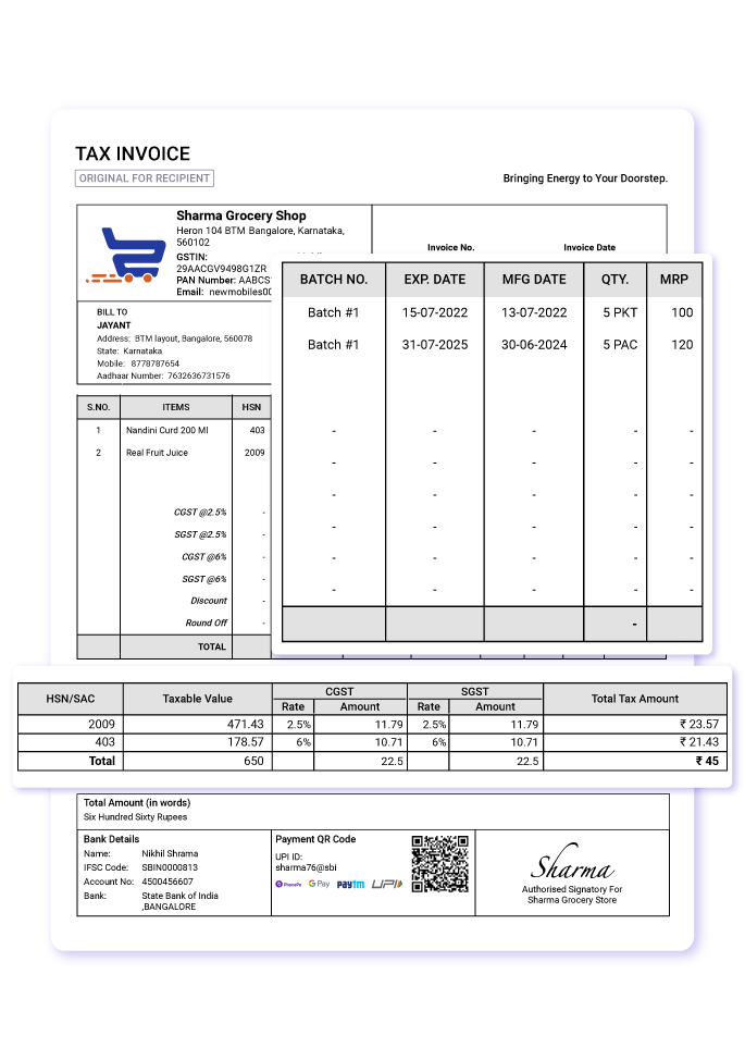 GST invoice for supermarkets