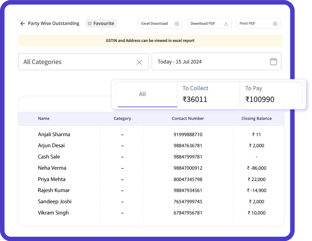 Track Account Receivables & Payables