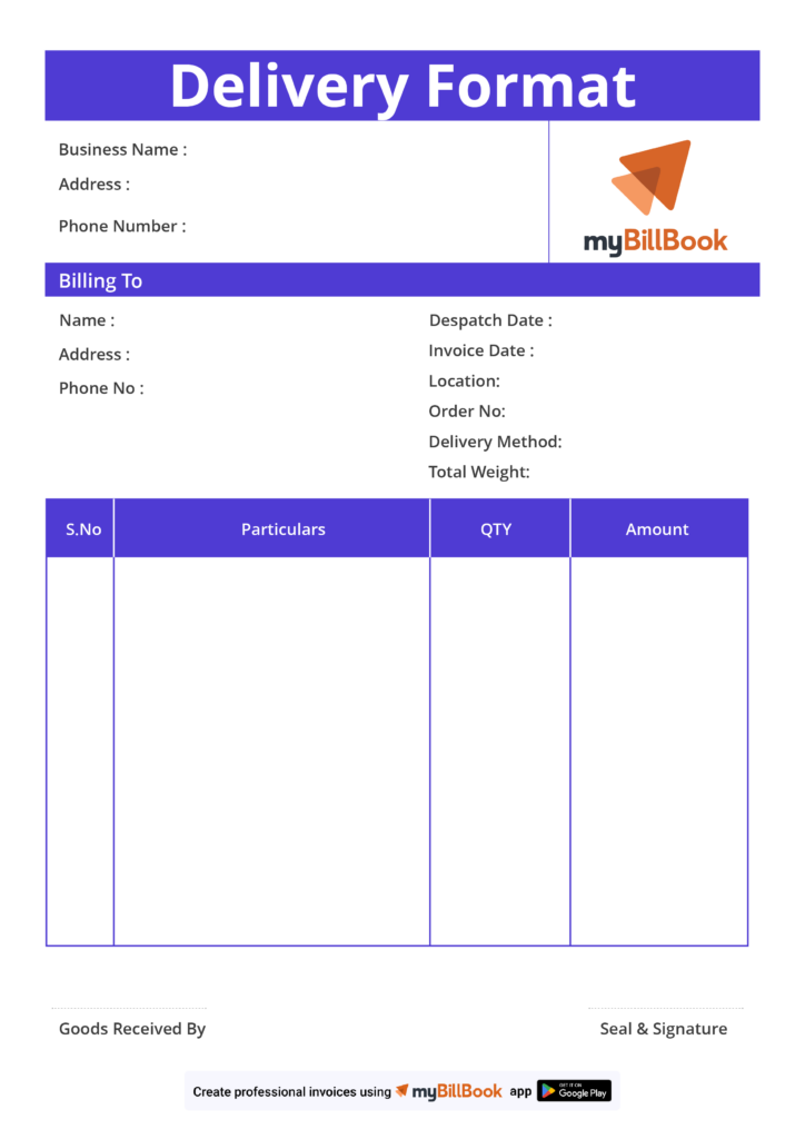 delivery challan format