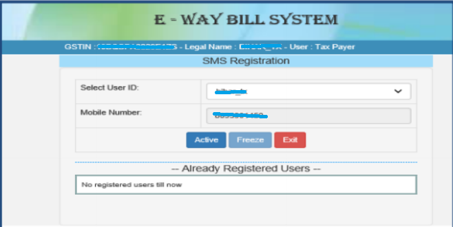 E-way Bill Through SMS step2