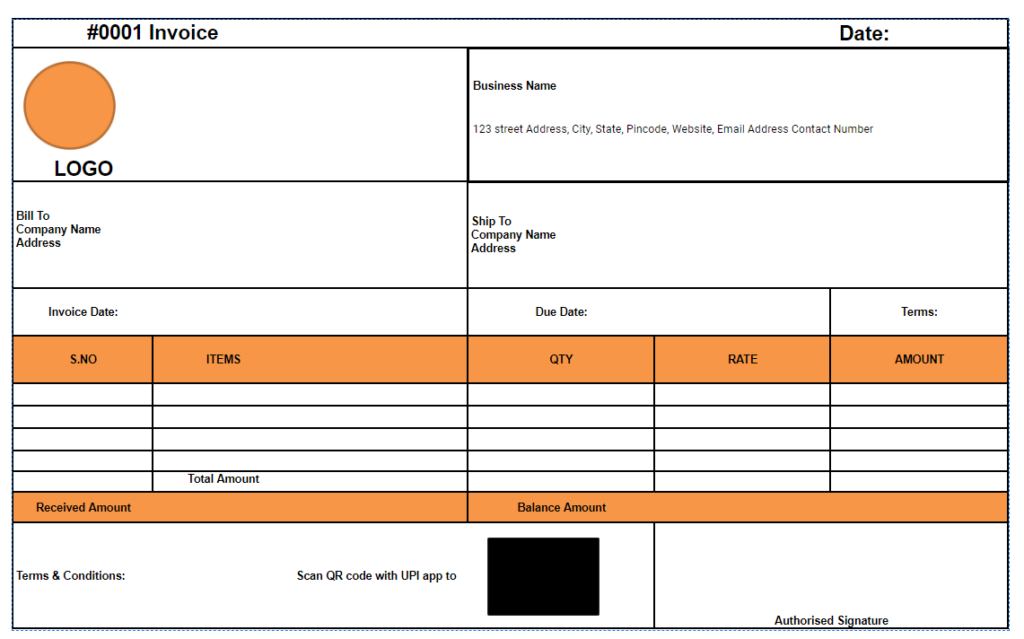 invoice format in excel