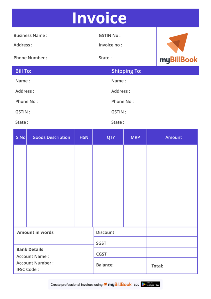 invoice format