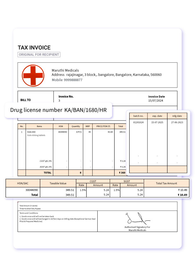 Customised invoice fields using hospital billing software