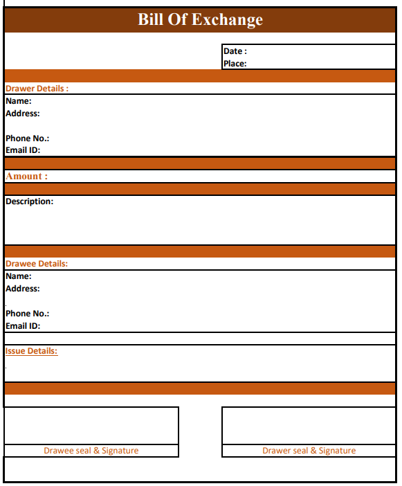 sample of bills of exchange format