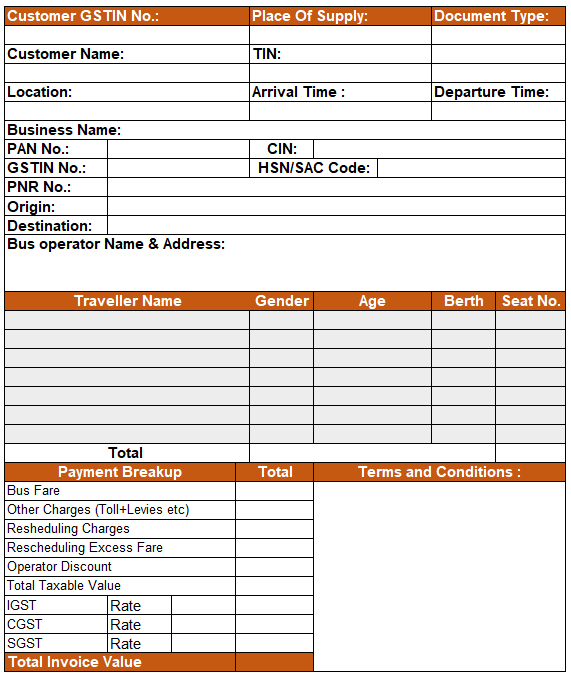 simple bus ticket format