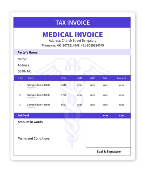 medical bill format