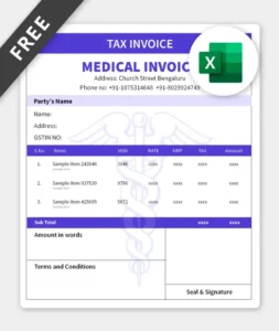 medical bill format in excel